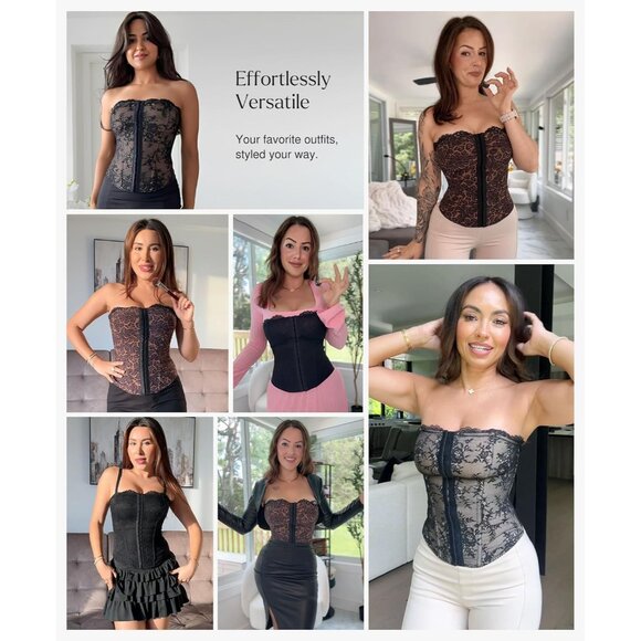 Women First Skin black Shape wear Lace Corset Bustier Top with Buckle Summer - Picture 5 of 6
